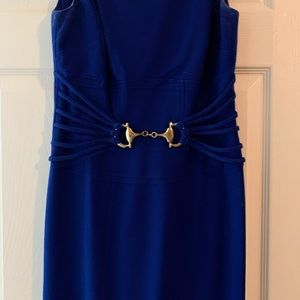 Cache Sheath Dress | Royal Blue with Gold Accent